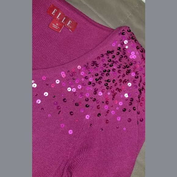 Elle brand magenta pink cardigan with sequins - Picture 2 of 2